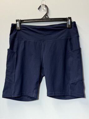 Rae Mode Navy Blue Buttersoft High Waisted Biker Shorts with Pockets - Size L